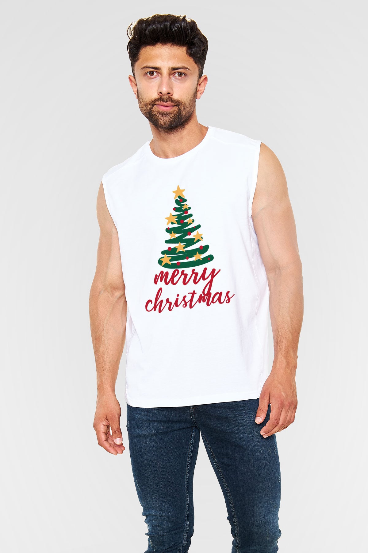 Yılbaşı Beyaz Unisex Kolsuz Tişört