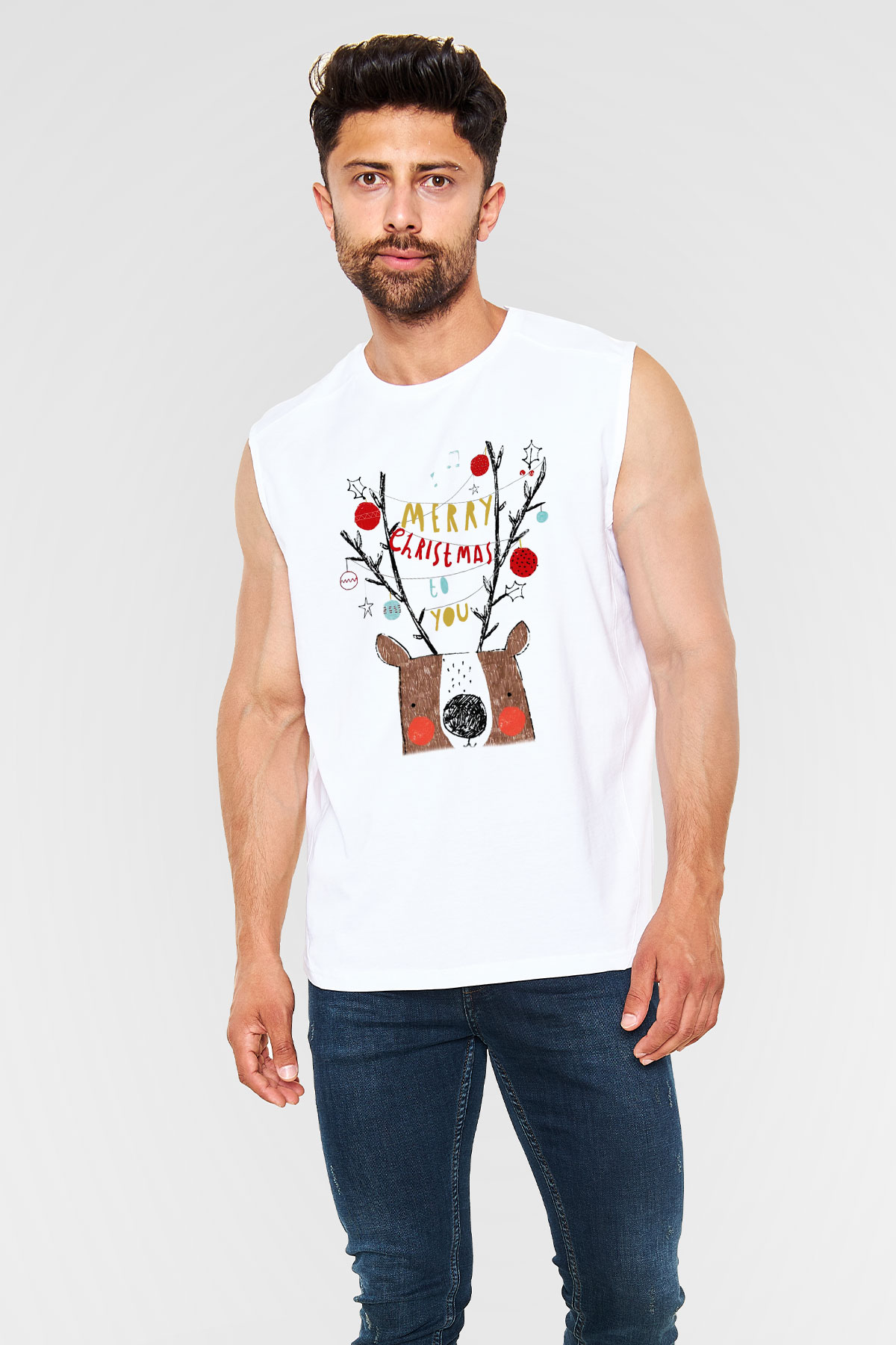 Yılbaşı Beyaz Unisex Kolsuz Tişört