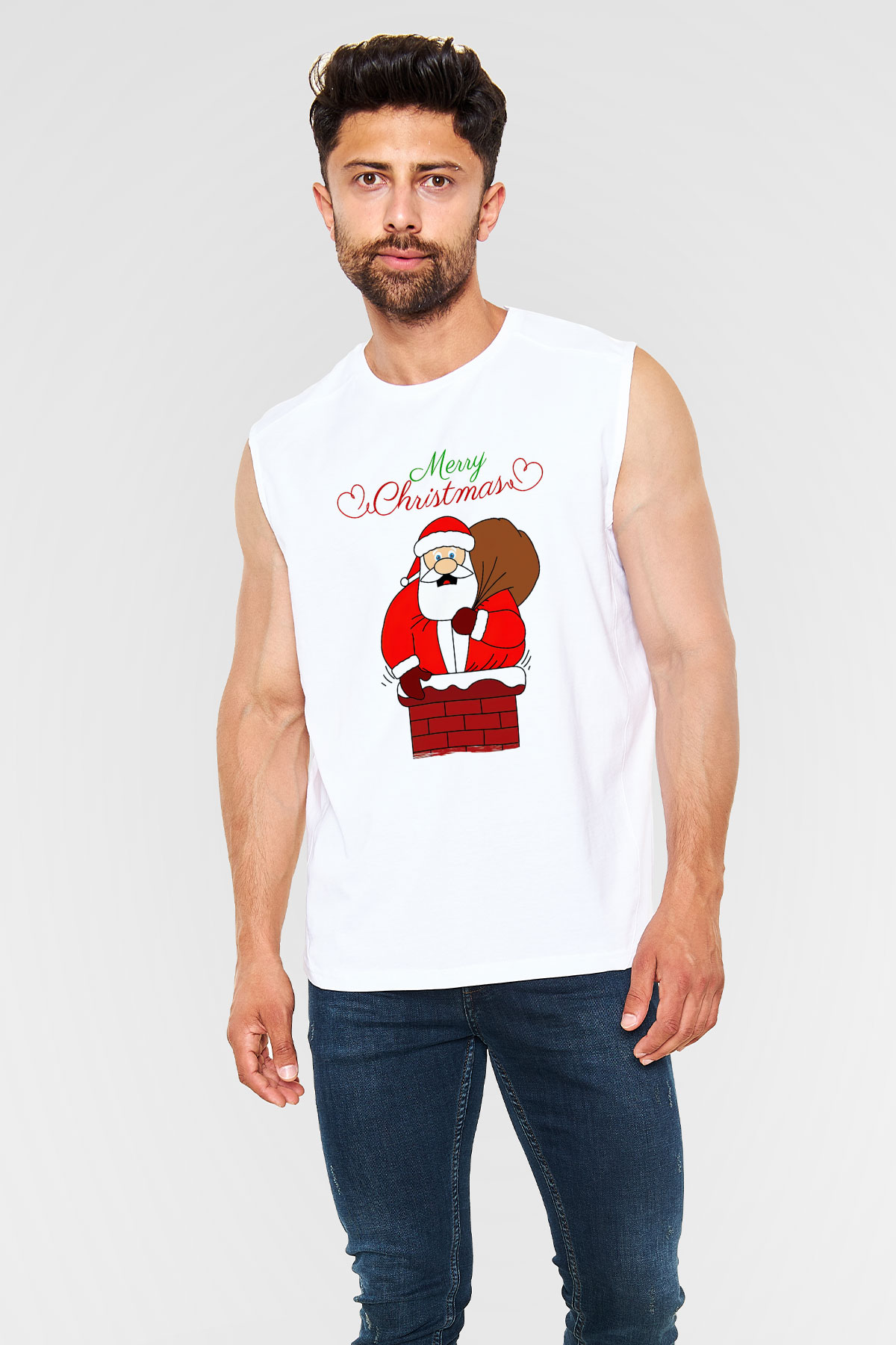 Yılbaşı Beyaz Unisex Kolsuz Tişört