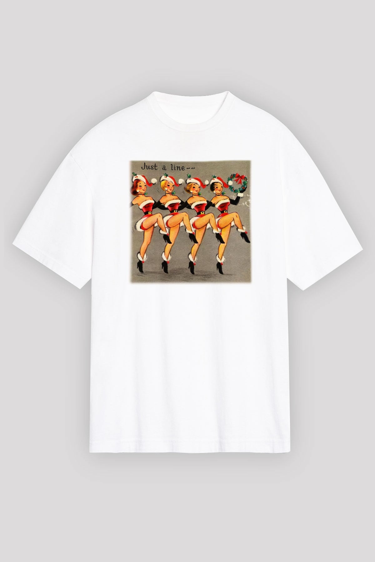 Yılbaşı Beyaz Unisex Oversize Tişört T-Shirt