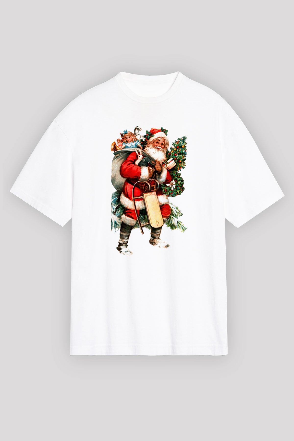 Yılbaşı Beyaz Unisex Oversize Tişört T-Shirt