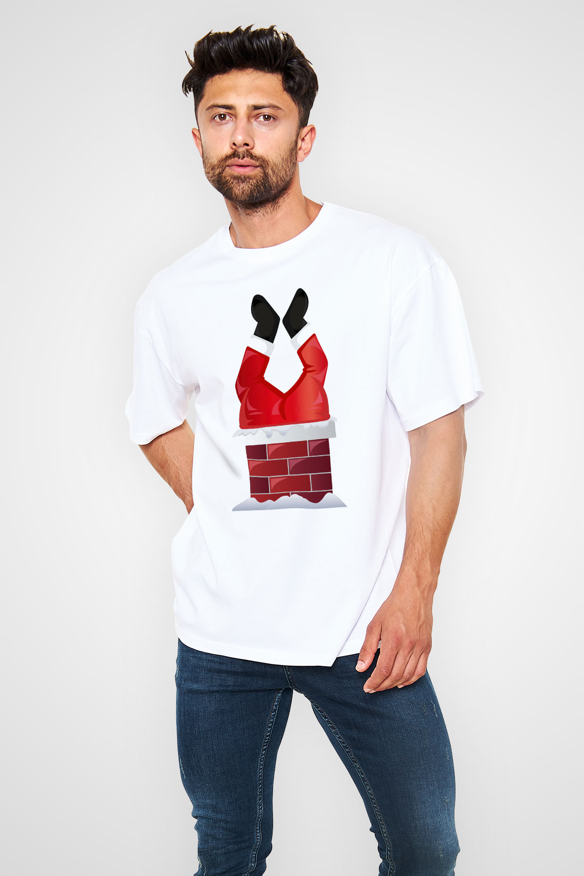 Yılbaşı Beyaz Unisex Oversize Tişört T-Shirt
