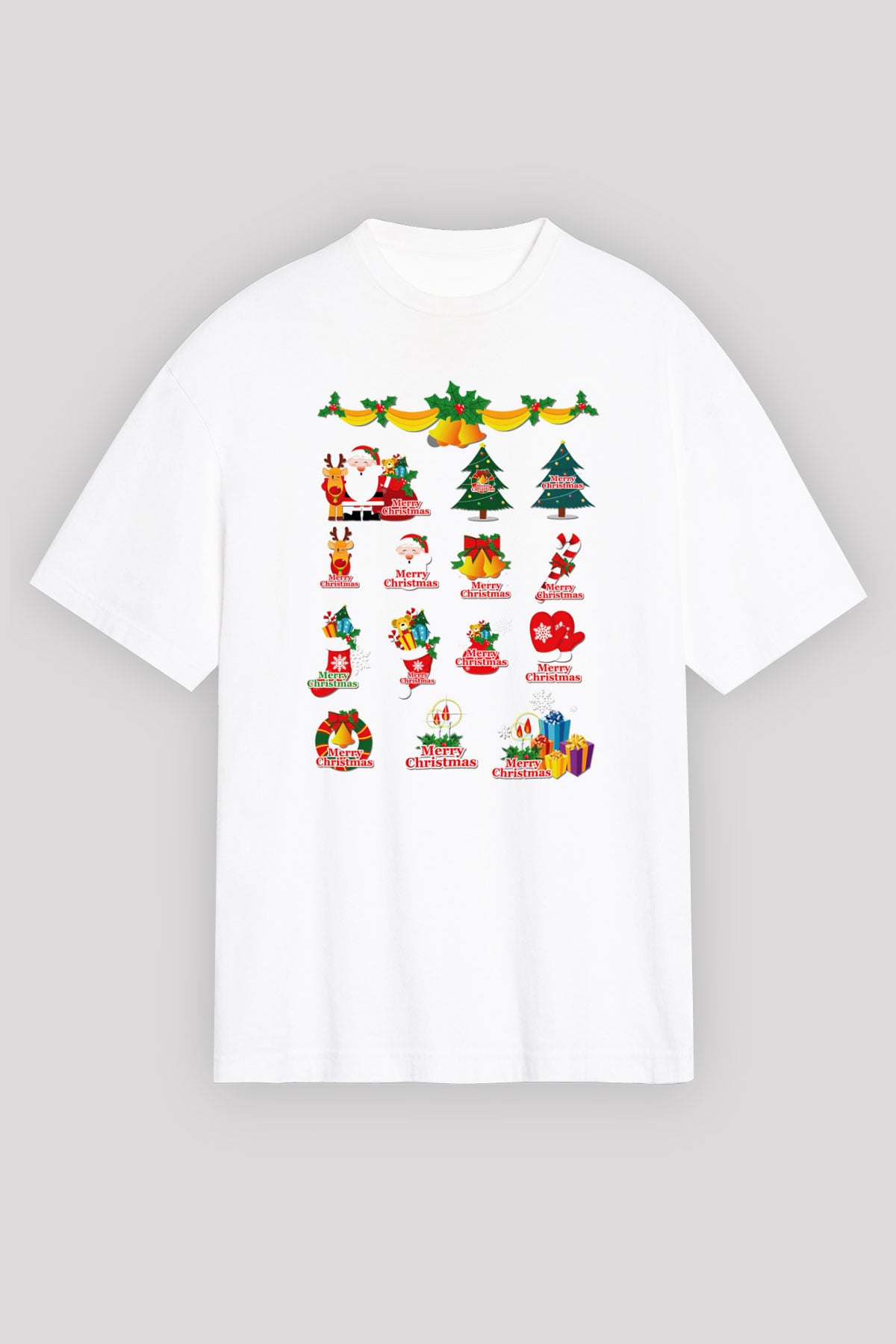 Yılbaşı Beyaz Unisex Oversize Tişört T-Shirt