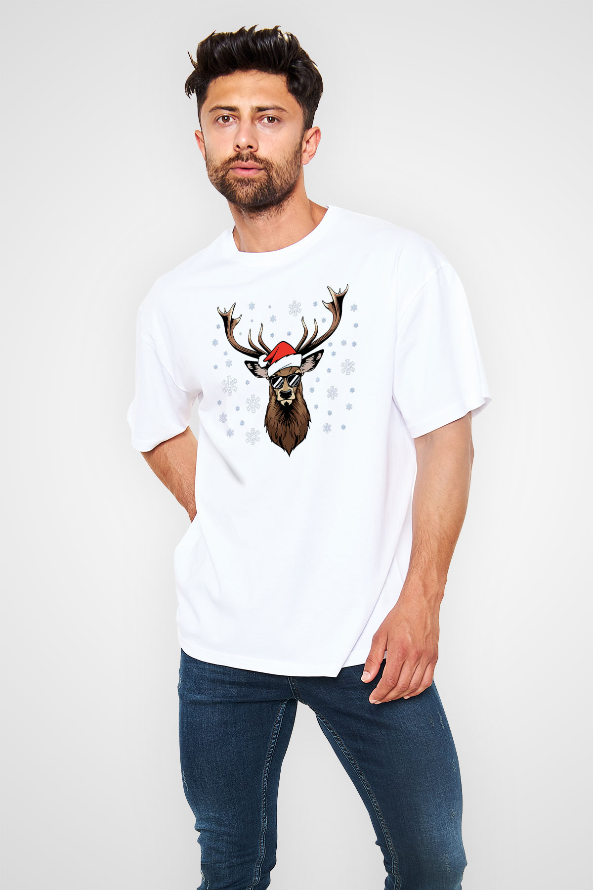 Yılbaşı Beyaz Unisex Oversize Tişört T-Shirt