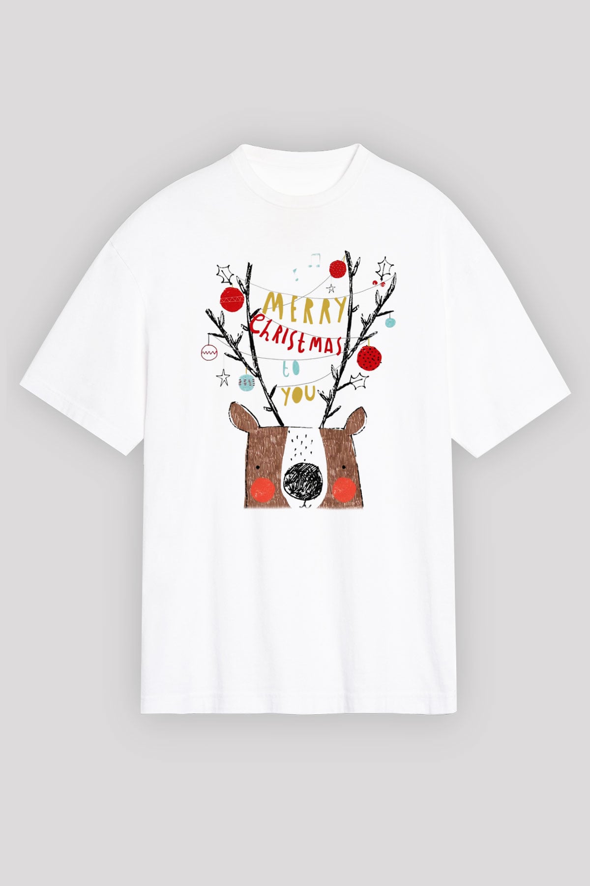 Yılbaşı Beyaz Unisex Oversize Tişört T-Shirt