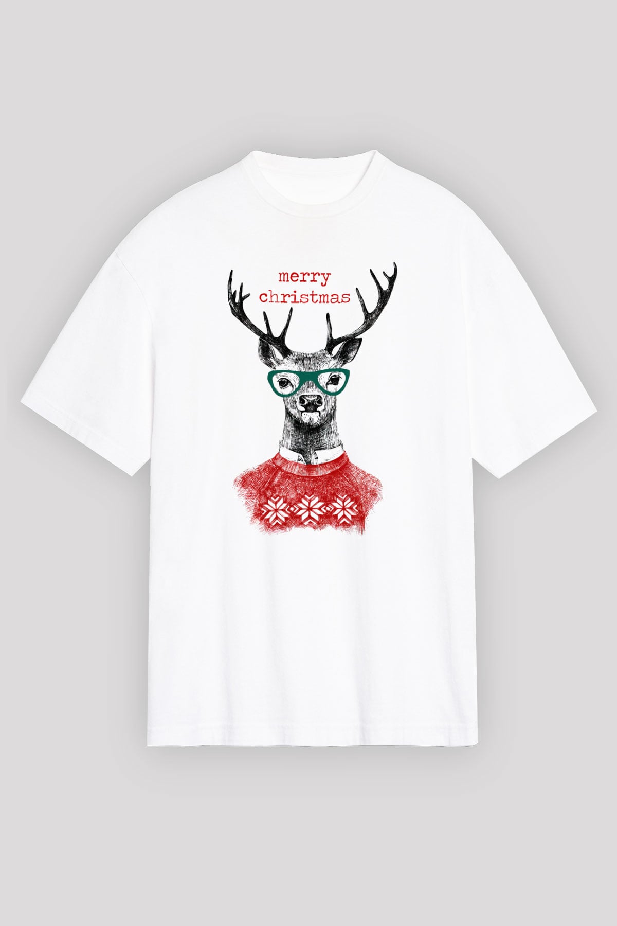 Yılbaşı Beyaz Unisex Oversize Tişört T-Shirt