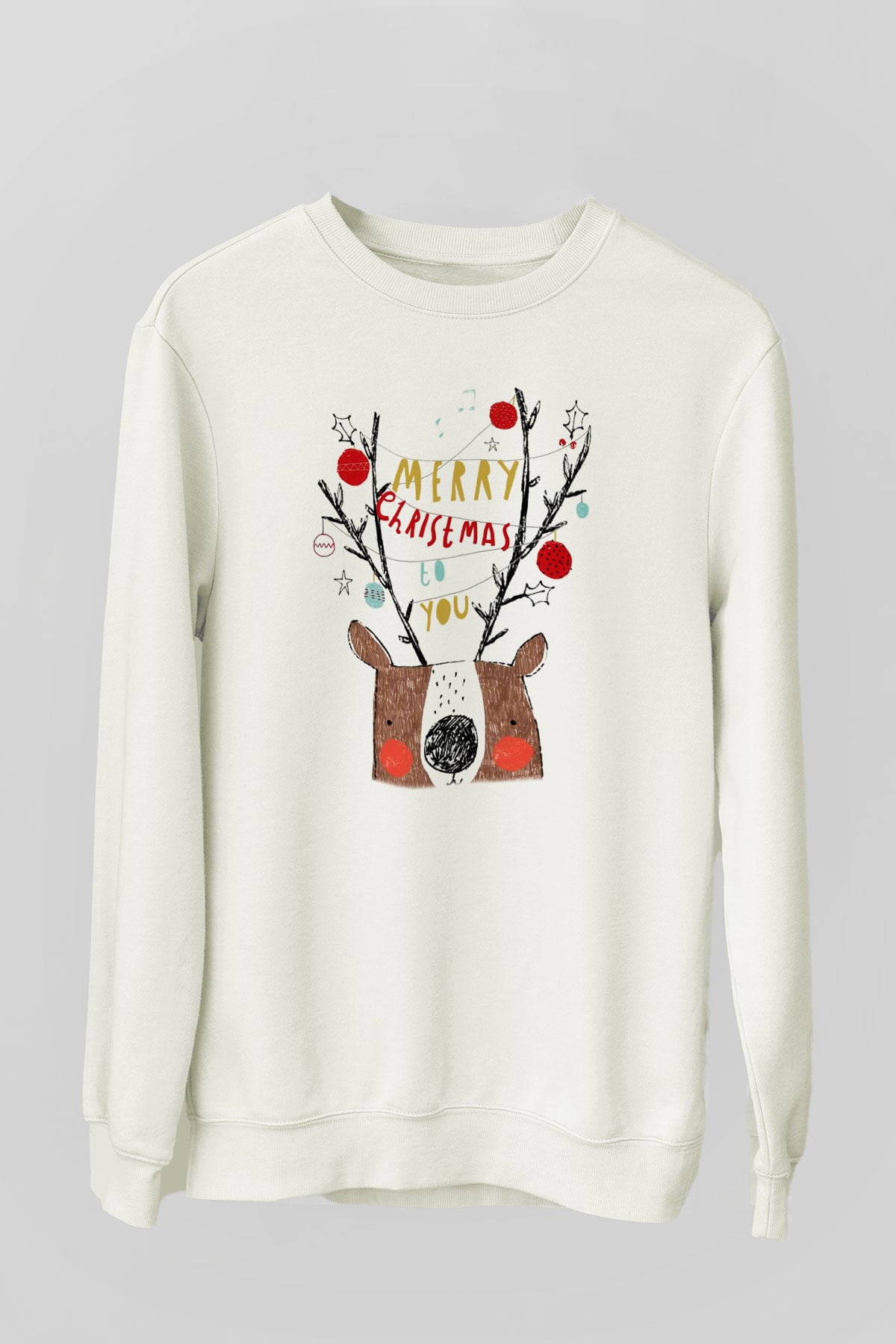 Yılbaşı Beyaz Unisex Sweatshirt