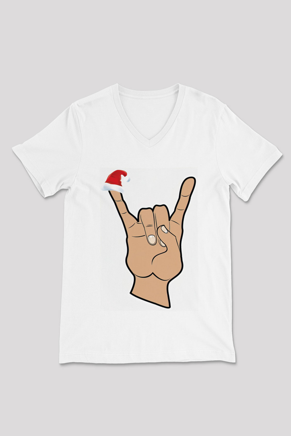Yılbaşı Beyaz Unisex V Yaka Tişört