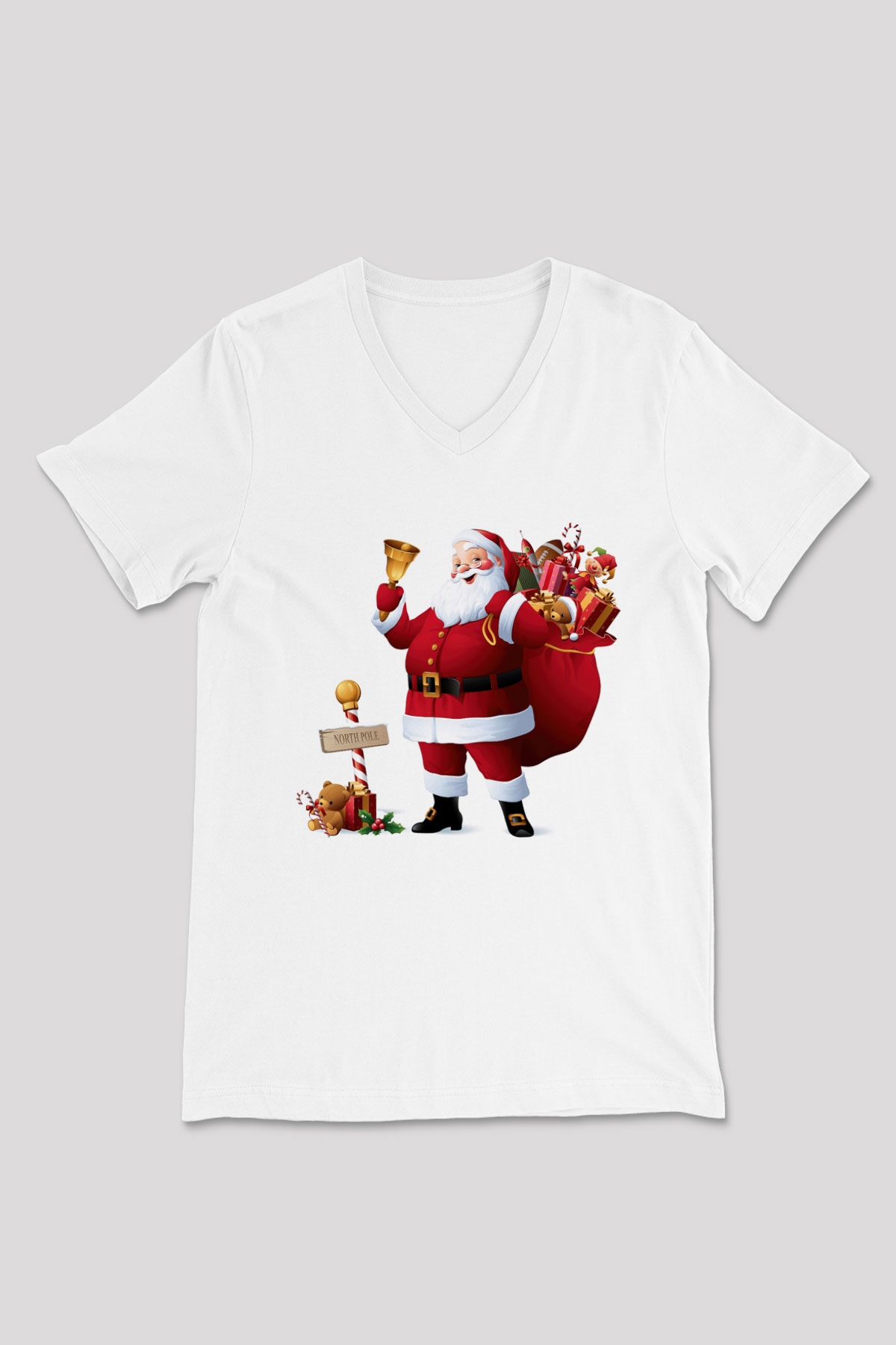 Yılbaşı Beyaz Unisex V Yaka Tişört T-Shirt