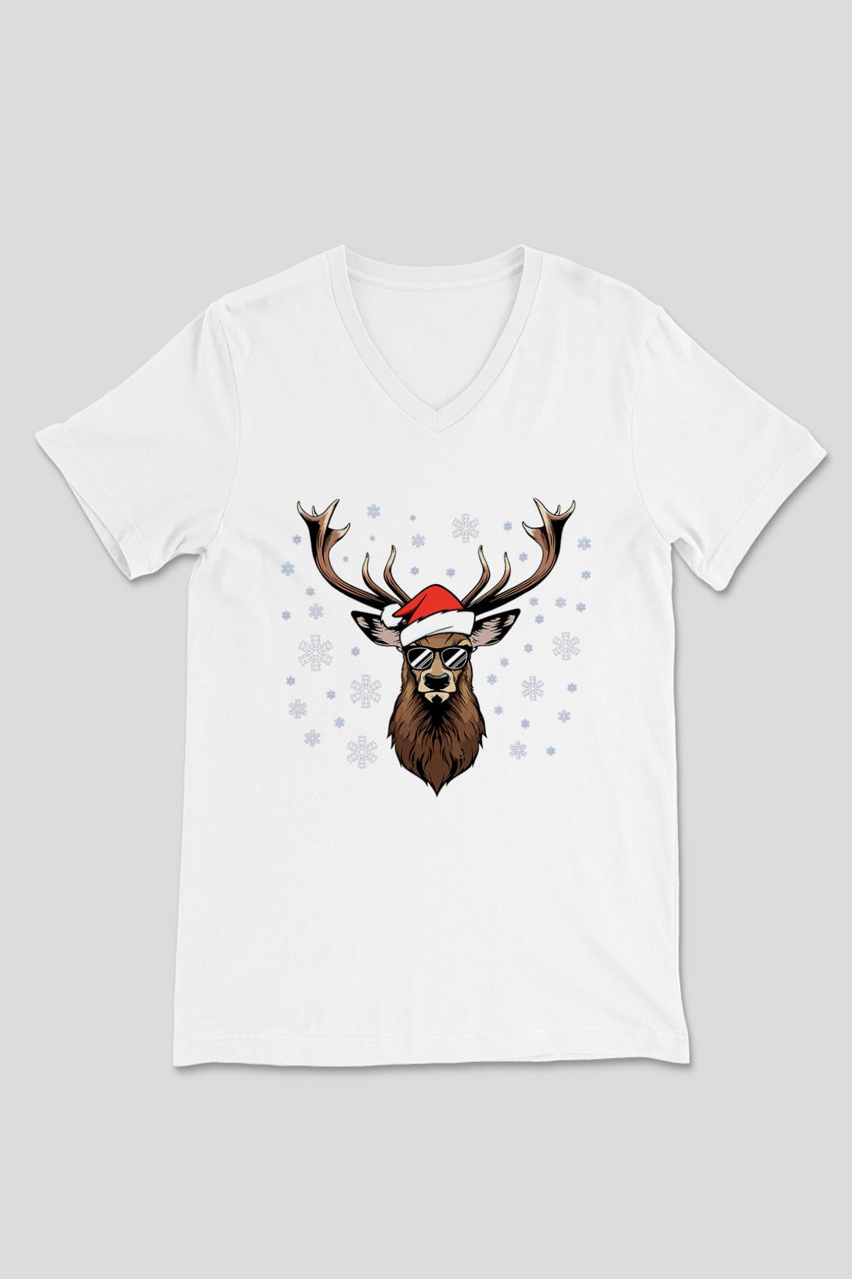 Yılbaşı Beyaz Unisex V Yaka Tişört T-Shirt