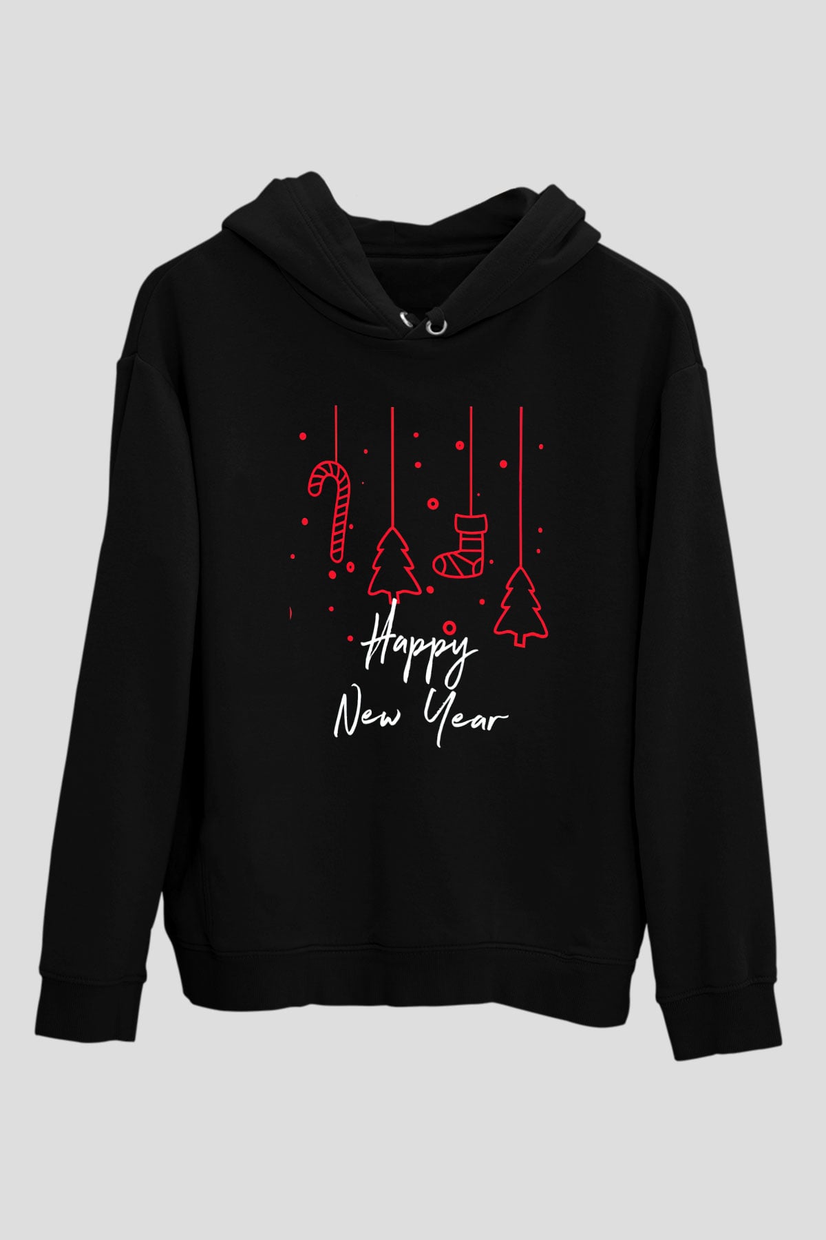 Yılbaşı Siyah Unisex Hoodie