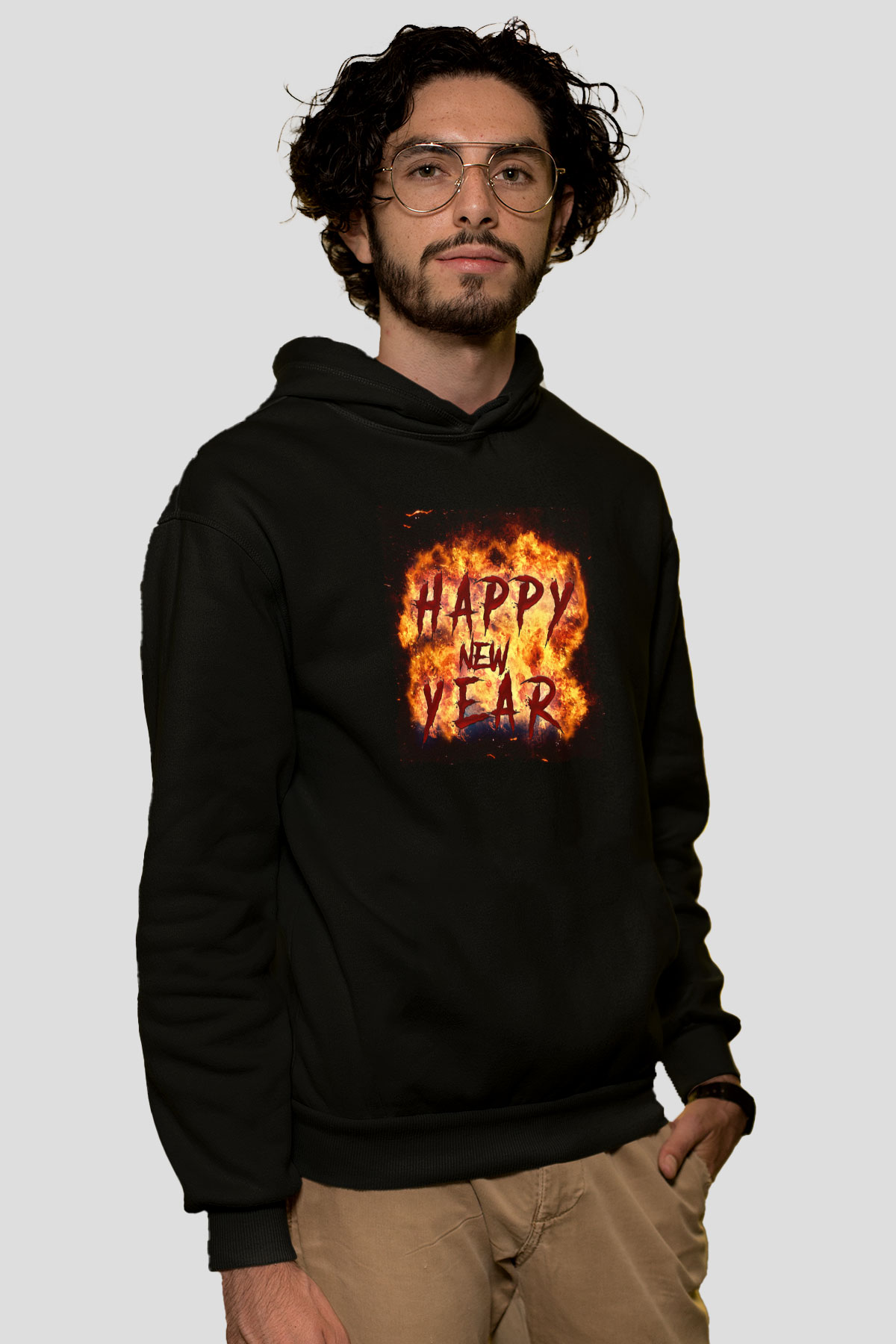 Yılbaşı Siyah Unisex Hoodie