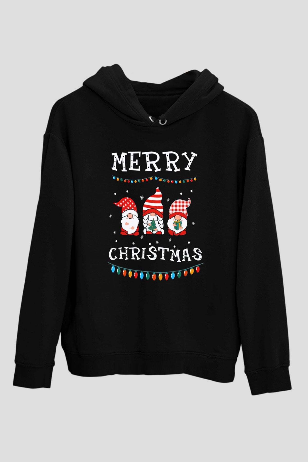 Yılbaşı Siyah Unisex Kapüşonlu Sweatshirt