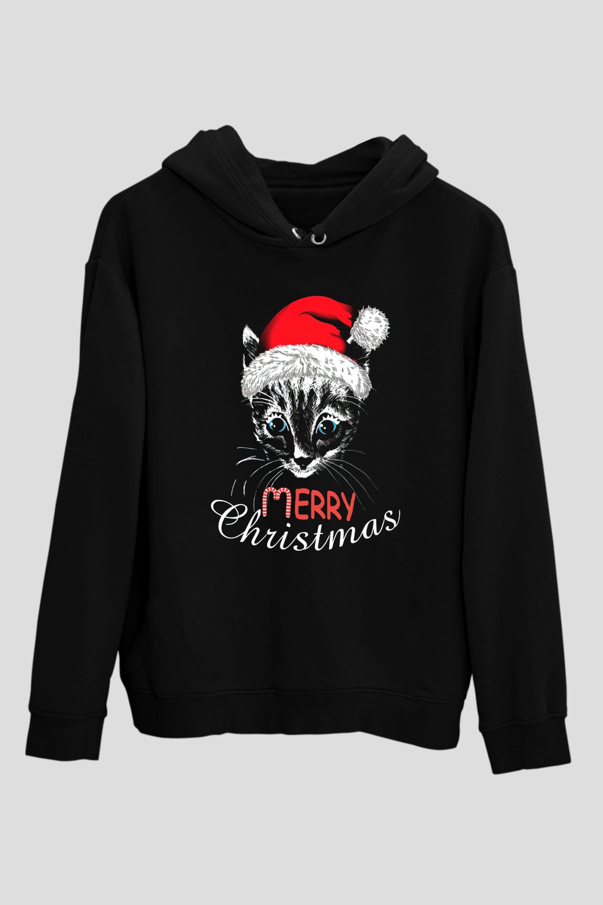 Yılbaşı Siyah Unisex Kapüşonlu Sweatshirt