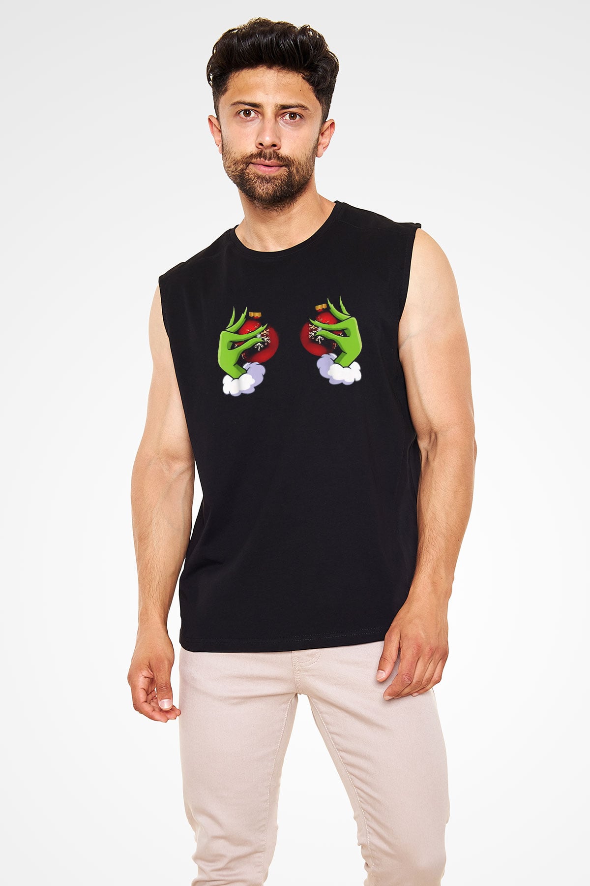 Yılbaşı Siyah Unisex Kolsuz Tişört