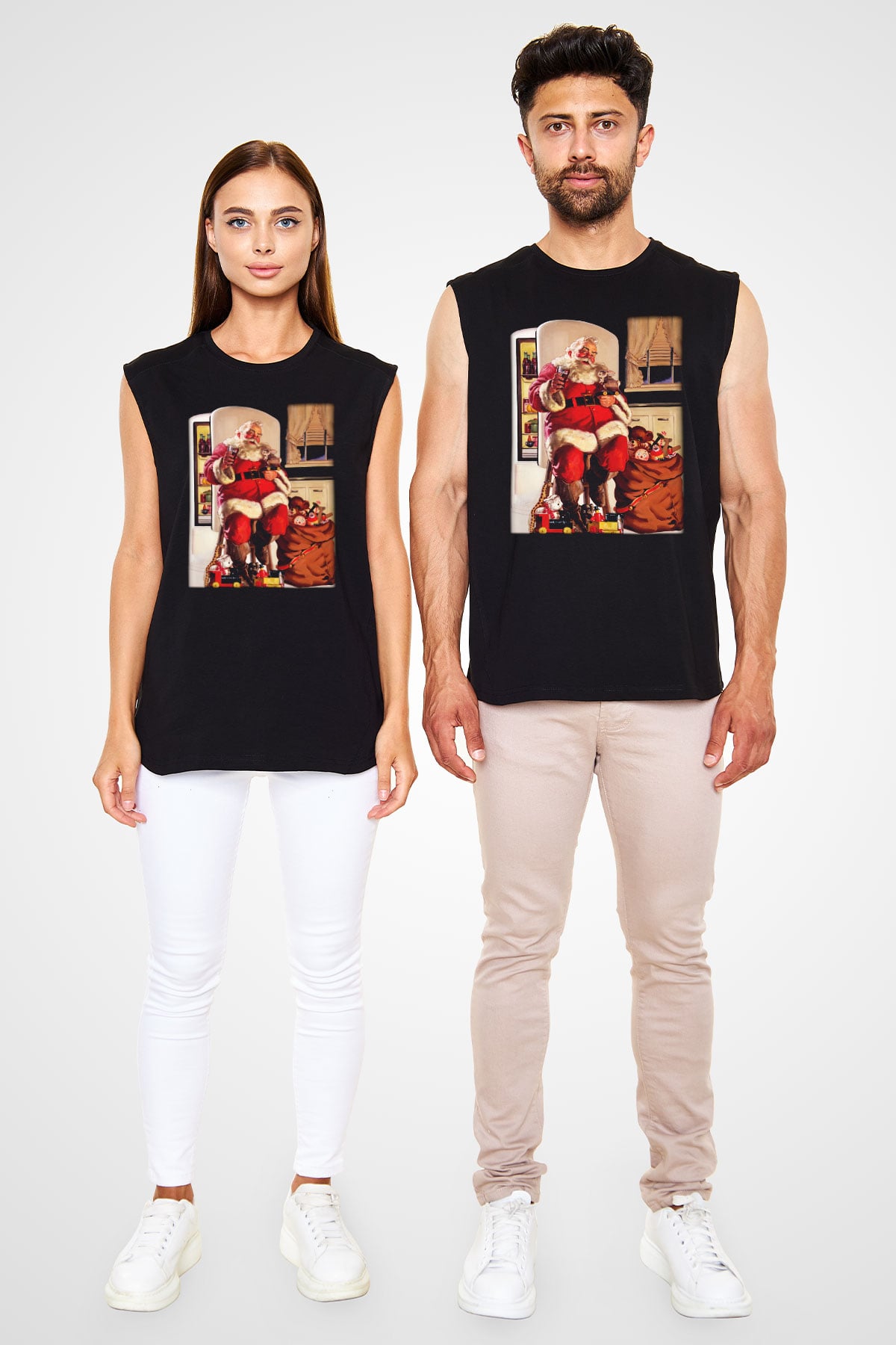 Yılbaşı Siyah Unisex Kolsuz Tişört