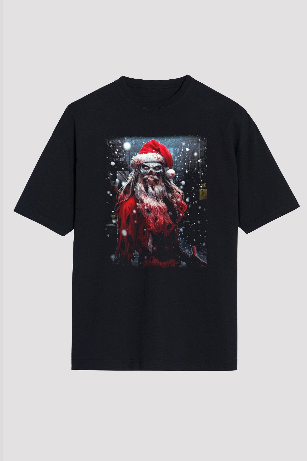 Yılbaşı Siyah Unisex Oversize Tişört T-Shirt
