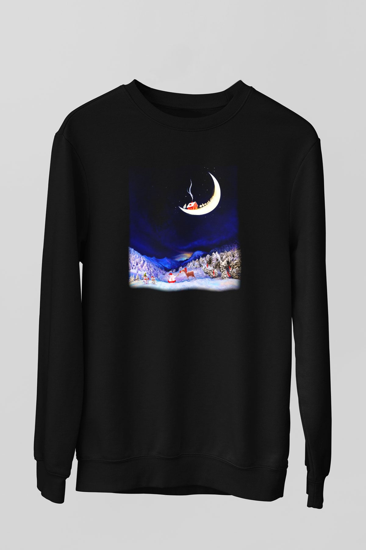 Yılbaşı Siyah Unisex Sweatshirt