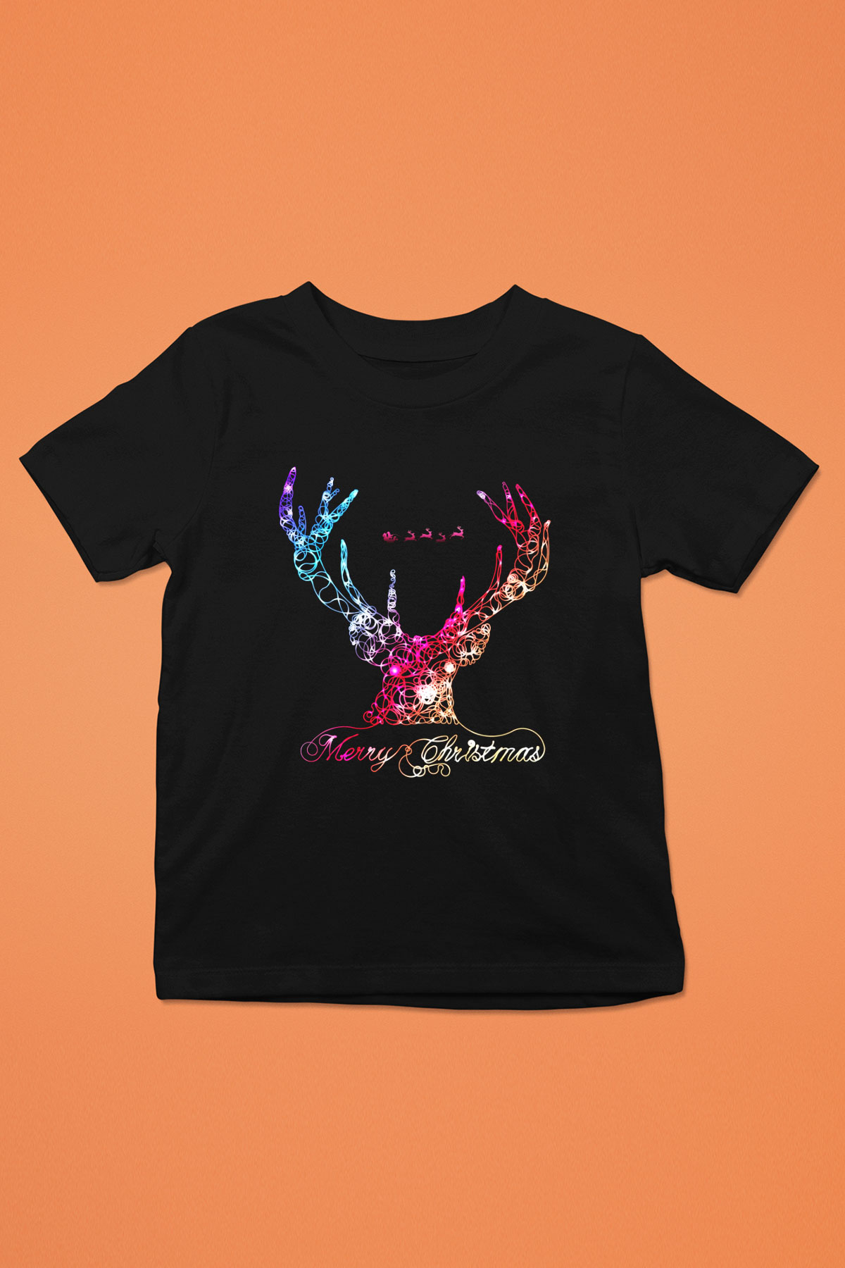 Yılbaşı Yeni Yıl Christmas Baskılı Siyah Unisex Çocuk Tişört