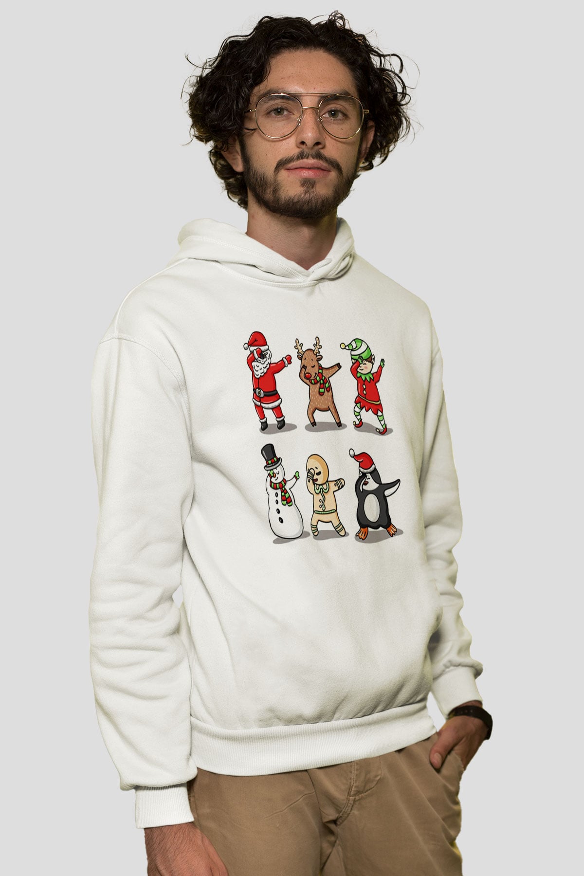 Yılbaşı Yeni Yıl Christmas Beyaz Unisex Kapşonlu Sweatshirt