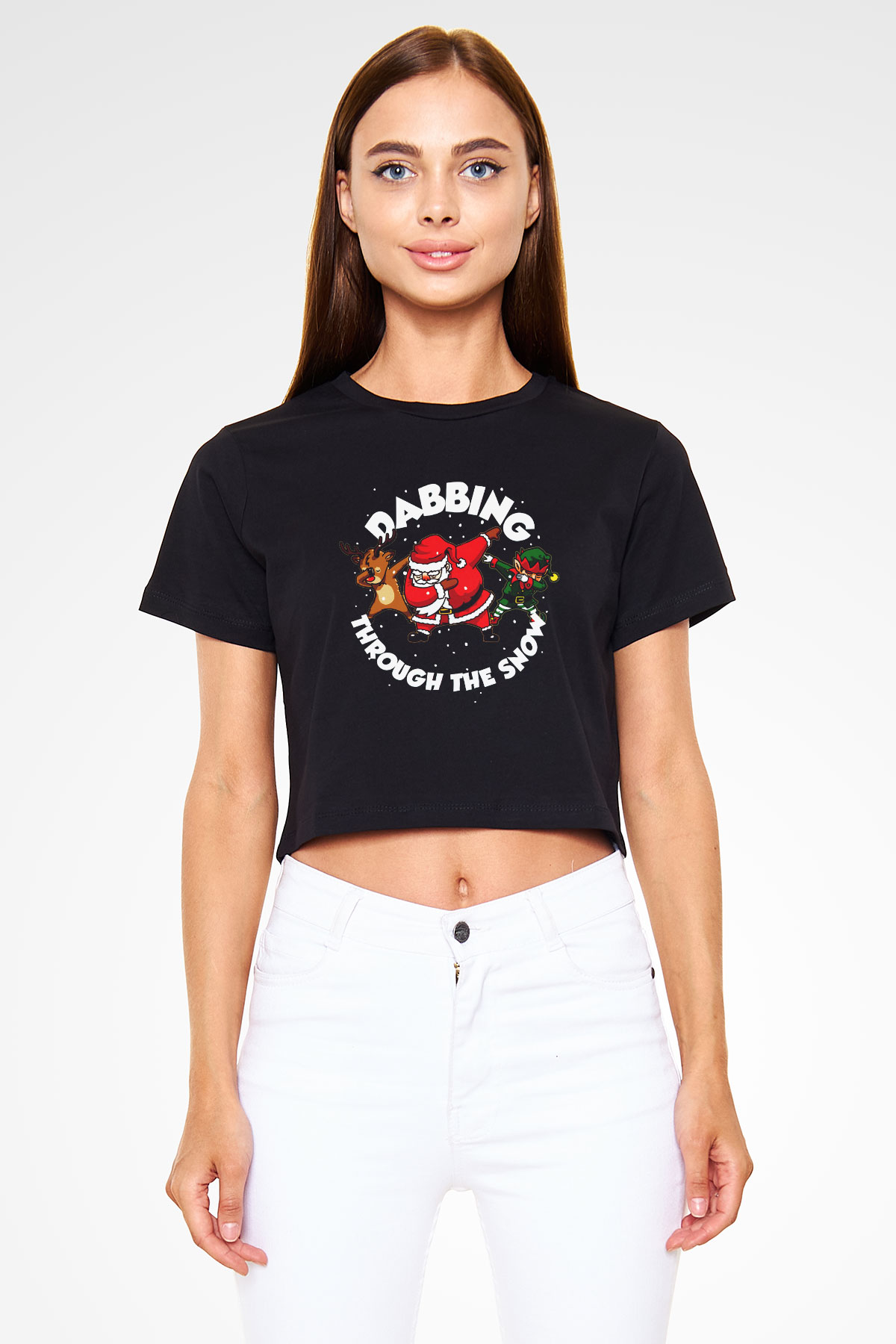 Yılbaşı Yeni Yıl Christmas Siyah Crop Top Tişört