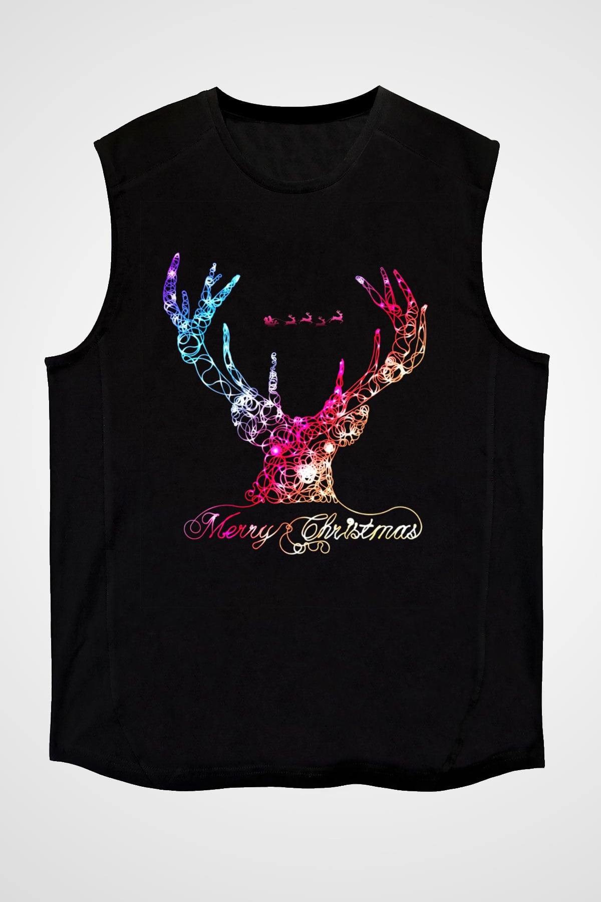 Yılbaşı Yeni Yıl Christmas Siyah Unisex Kolsuz Tişört