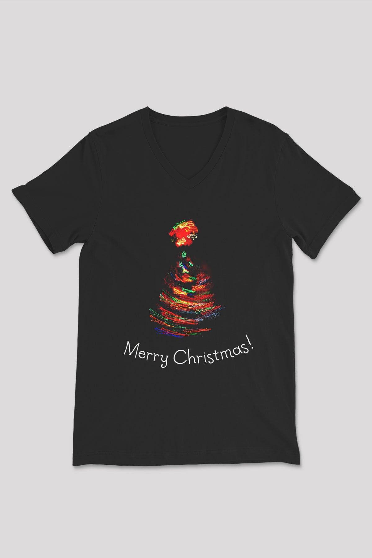 Yılbaşı Yeni Yıl Christmas Siyah Unisex V Yaka Tişört T-Shirt
