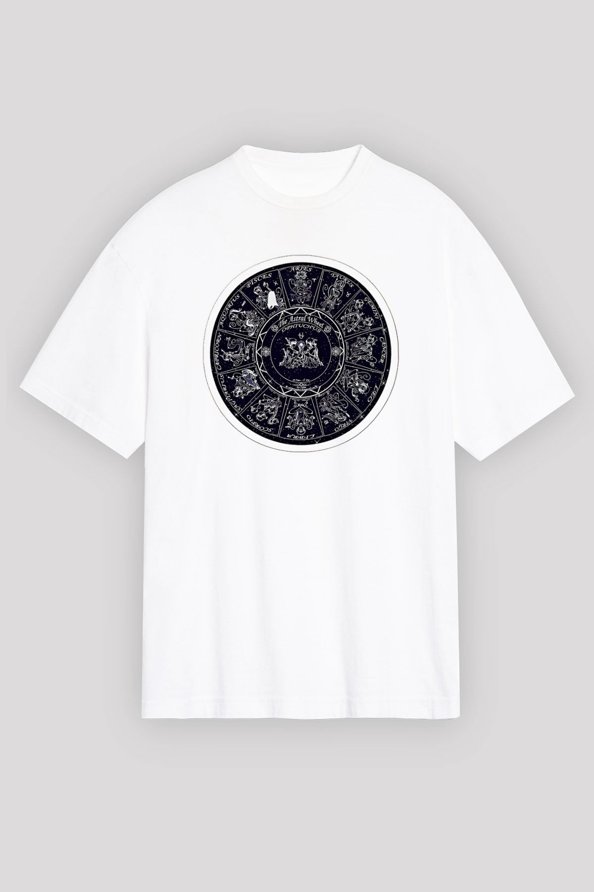 Yıldız Haritaları Baskılı Beyaz Unisex Oversize Tişört - Tshirt