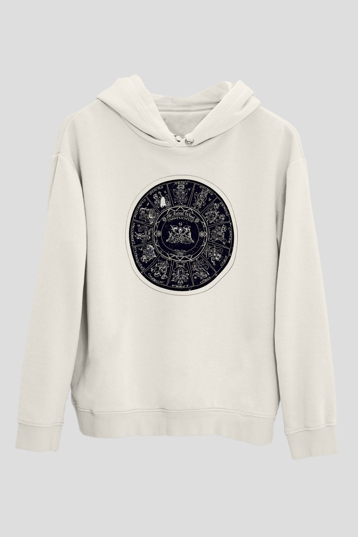 Yıldız Haritaları Baskılı Beyaz Unisex Hoodie