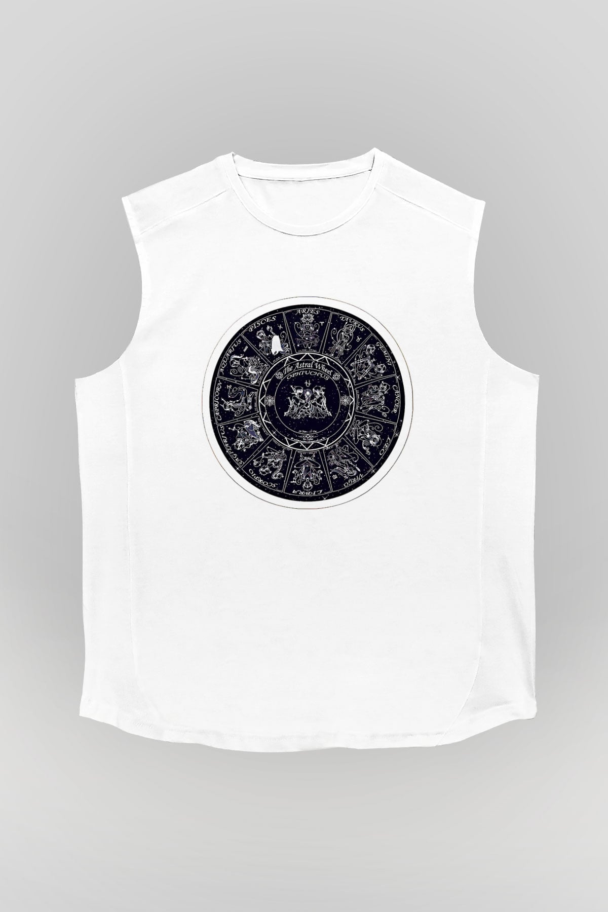 Yıldız Haritaları Baskılı Beyaz Unisex Kolsuz Tişört - Tshirt