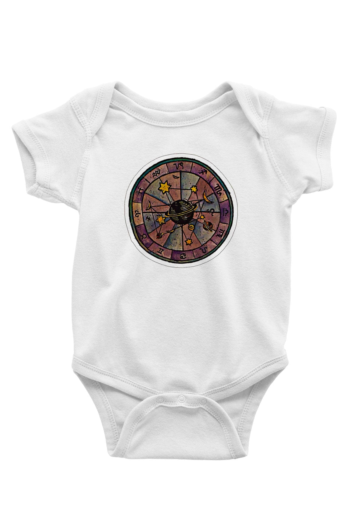 Yıldız Haritaları Baskılı Beyaz Unisex Bebek Body - Zıbın