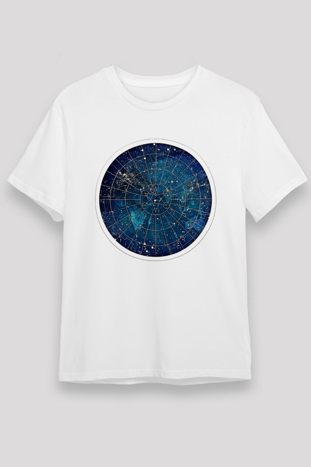 Yıldız Haritaları Unisex Baskılı Beyaz Tişört - Tshirt