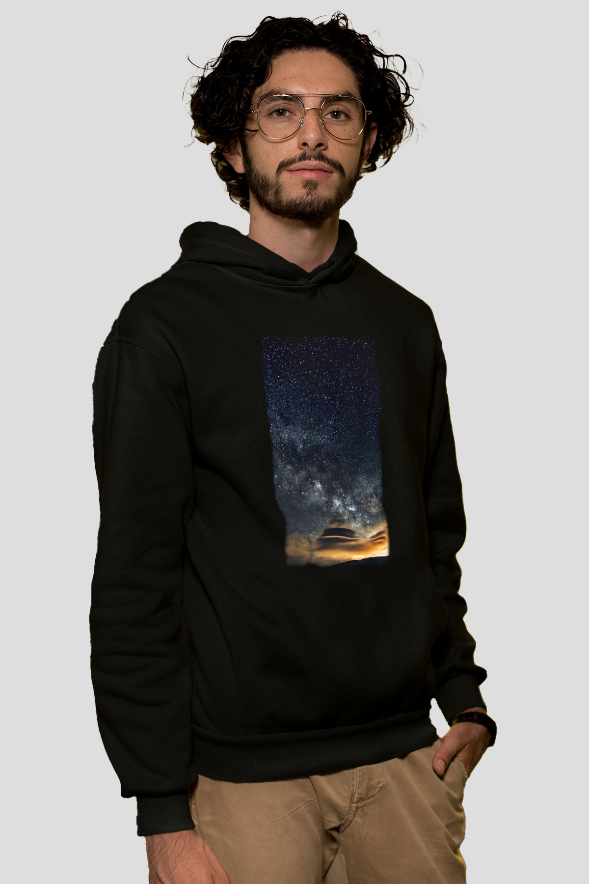Yıldız Siyah Unisex Hoodie