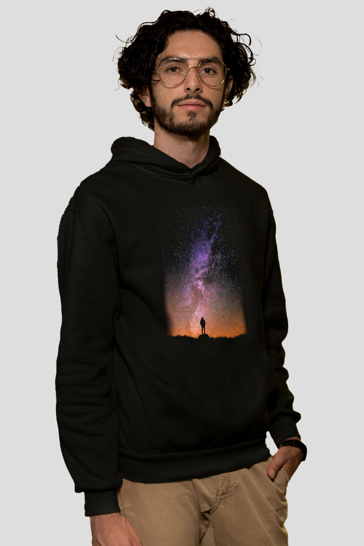 Yıldız Siyah Unisex Kapüşonlu Sweatshirt