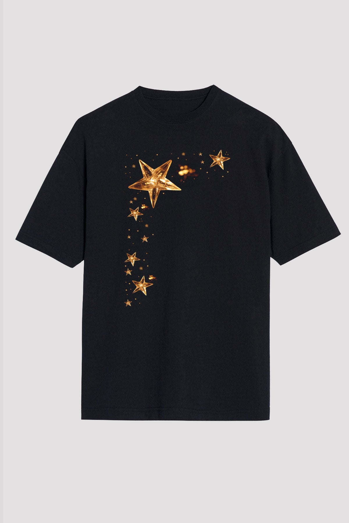 Yıldız Siyah Unisex Oversize Tişört T-Shirt