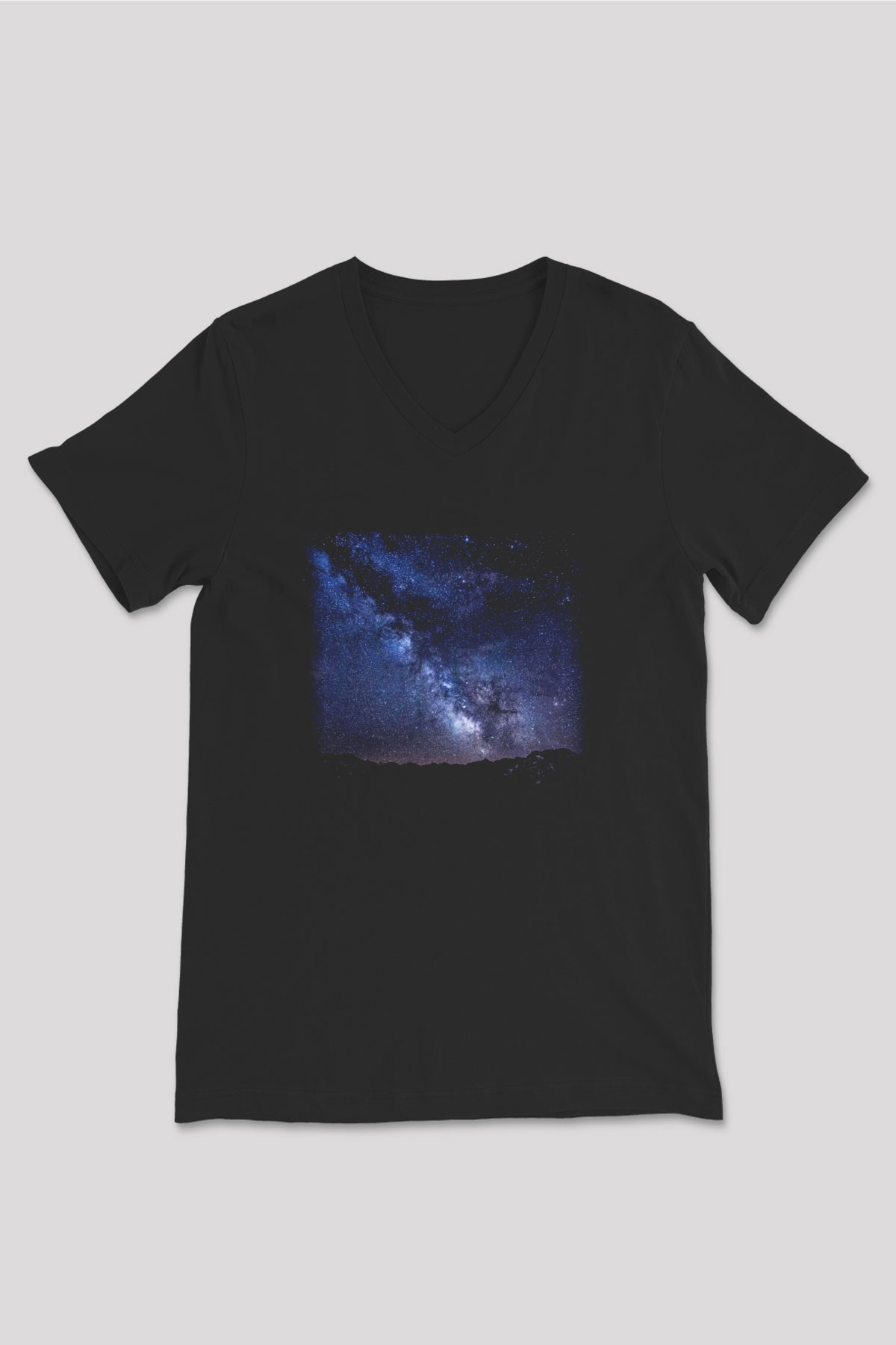 Yıldız Siyah Unisex V Yaka Tişört T-Shirt