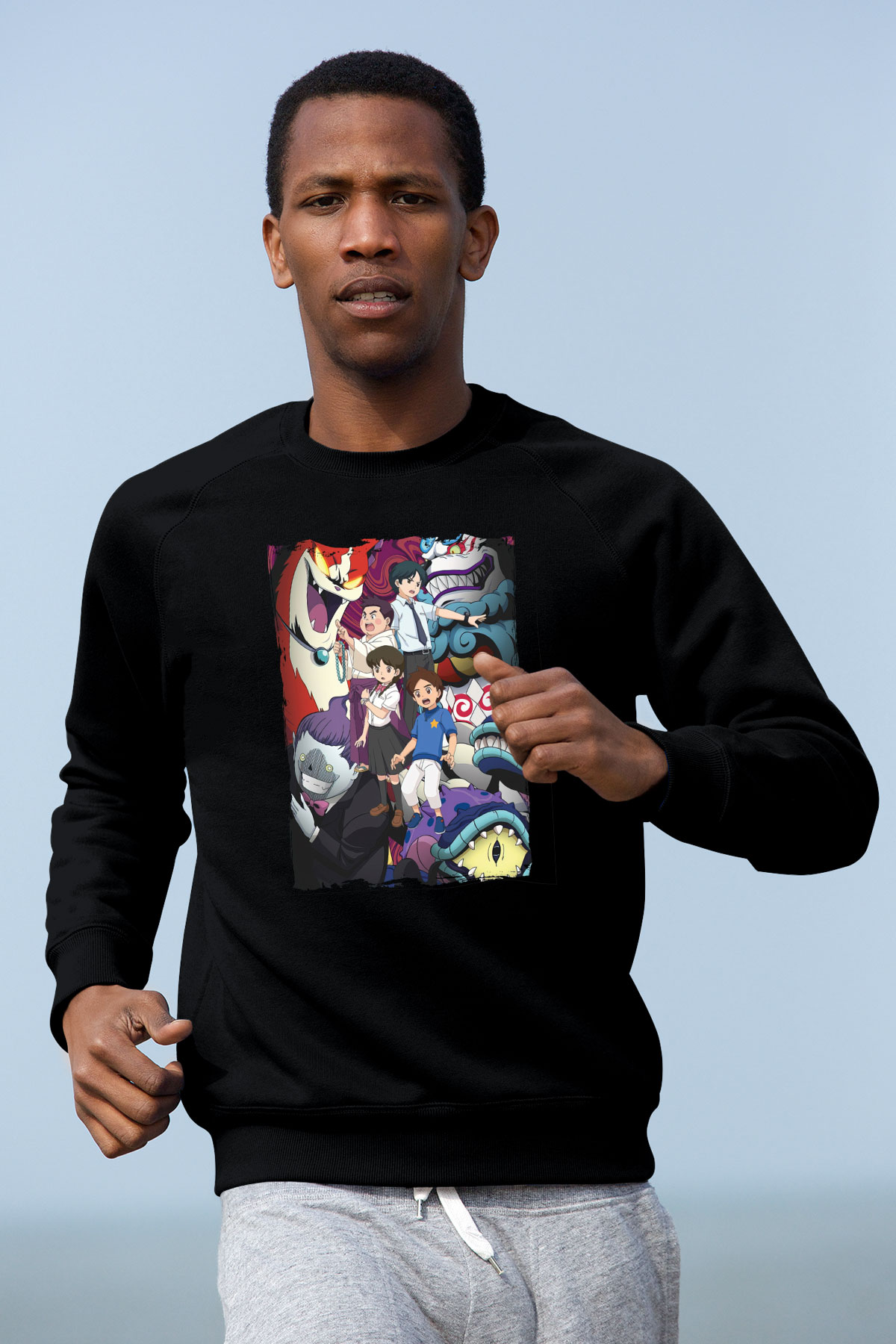 Yo-kai Watch Siyah Unisex Sweatshirt