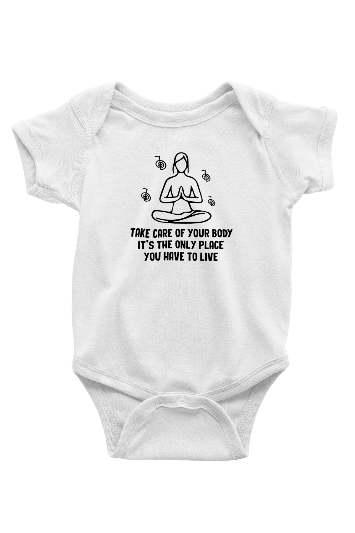 Yoga Baskılı Beyaz Bebek Body - Zıbın