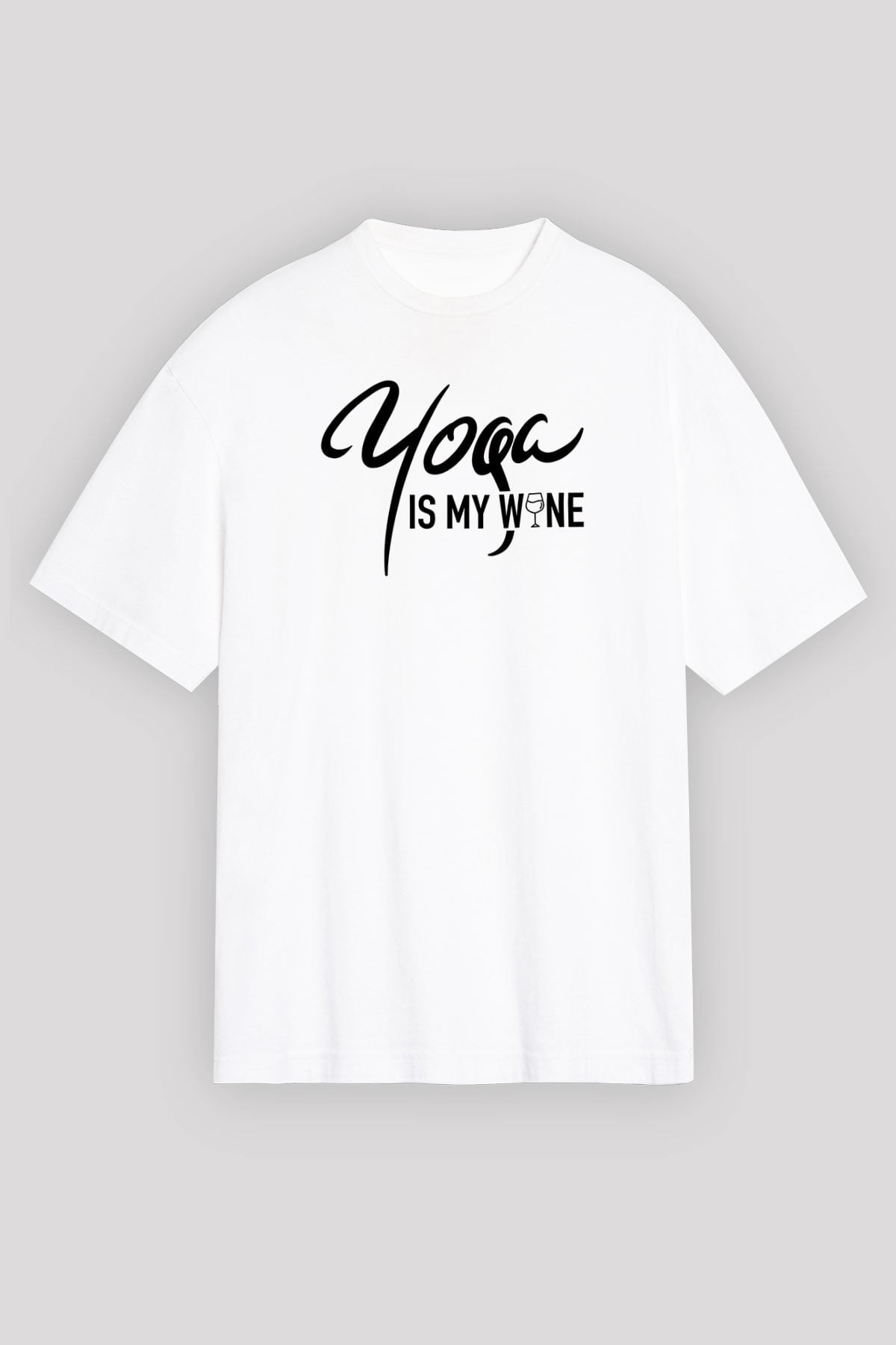 Yoga Baskılı Unisex Beyaz Oversize Tişört - Tshirt