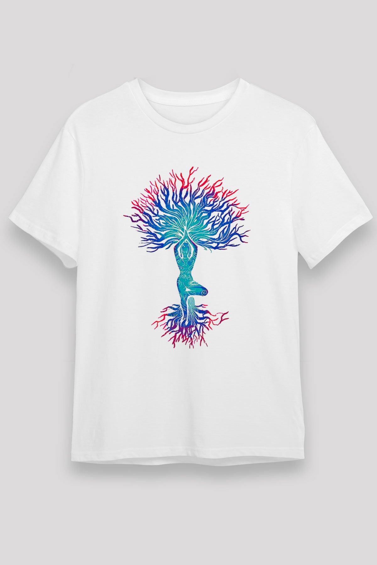 Yoga Baskılı Unisex Beyaz Tişört - Tshirt