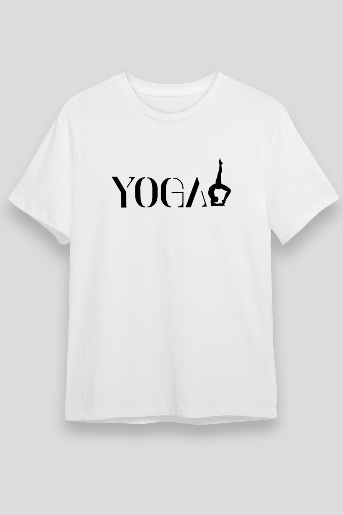 Yoga Baskılı Unisex Beyaz Tişört - Tshirt