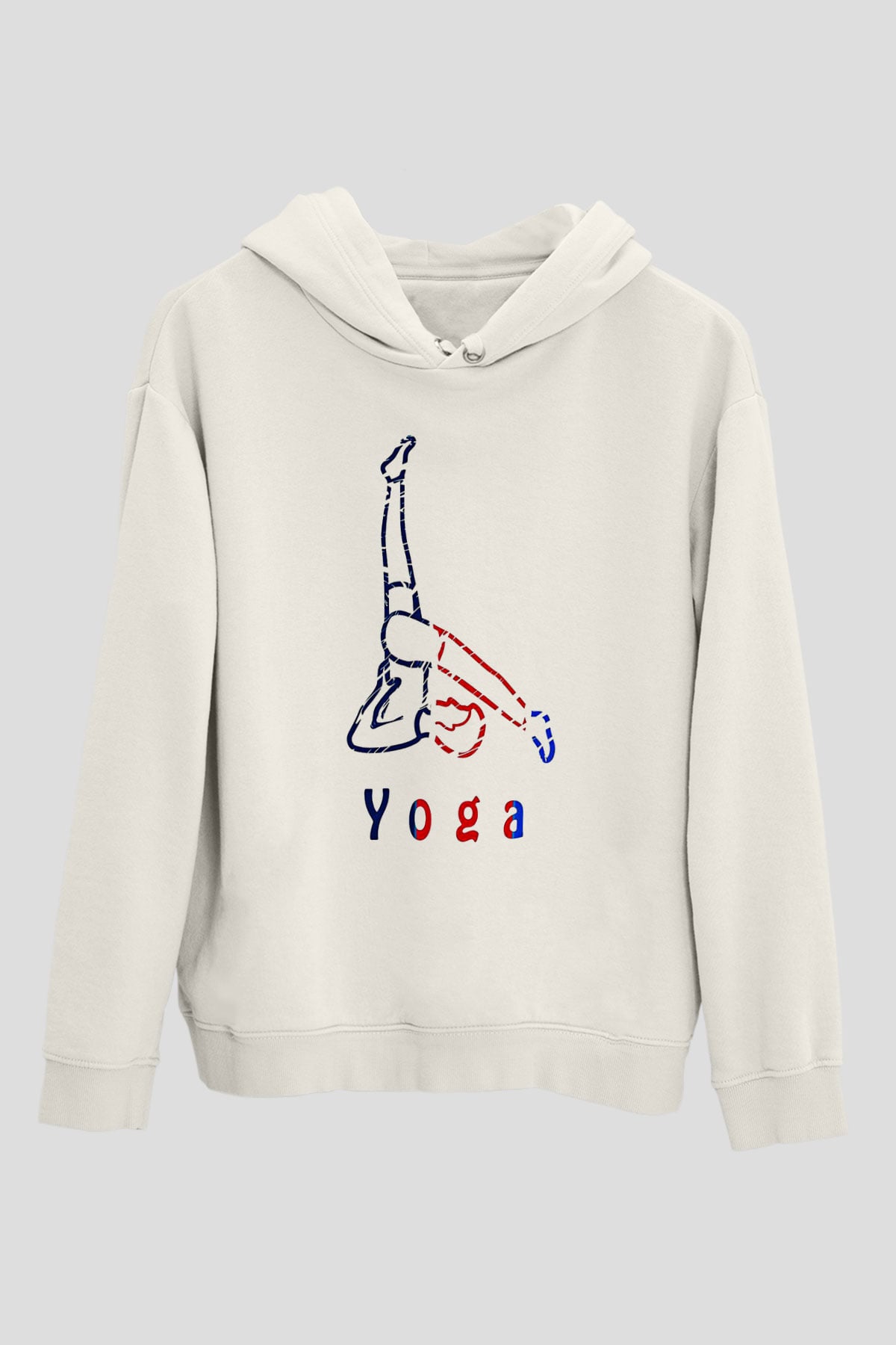 Yoga Baskılı Unisex Ekru Hoodie