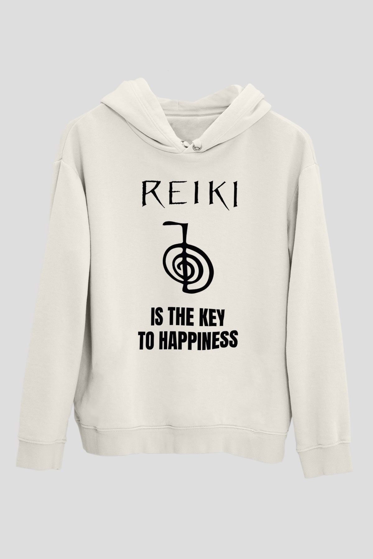 Yoga Baskılı Unisex Ekru Hoodie