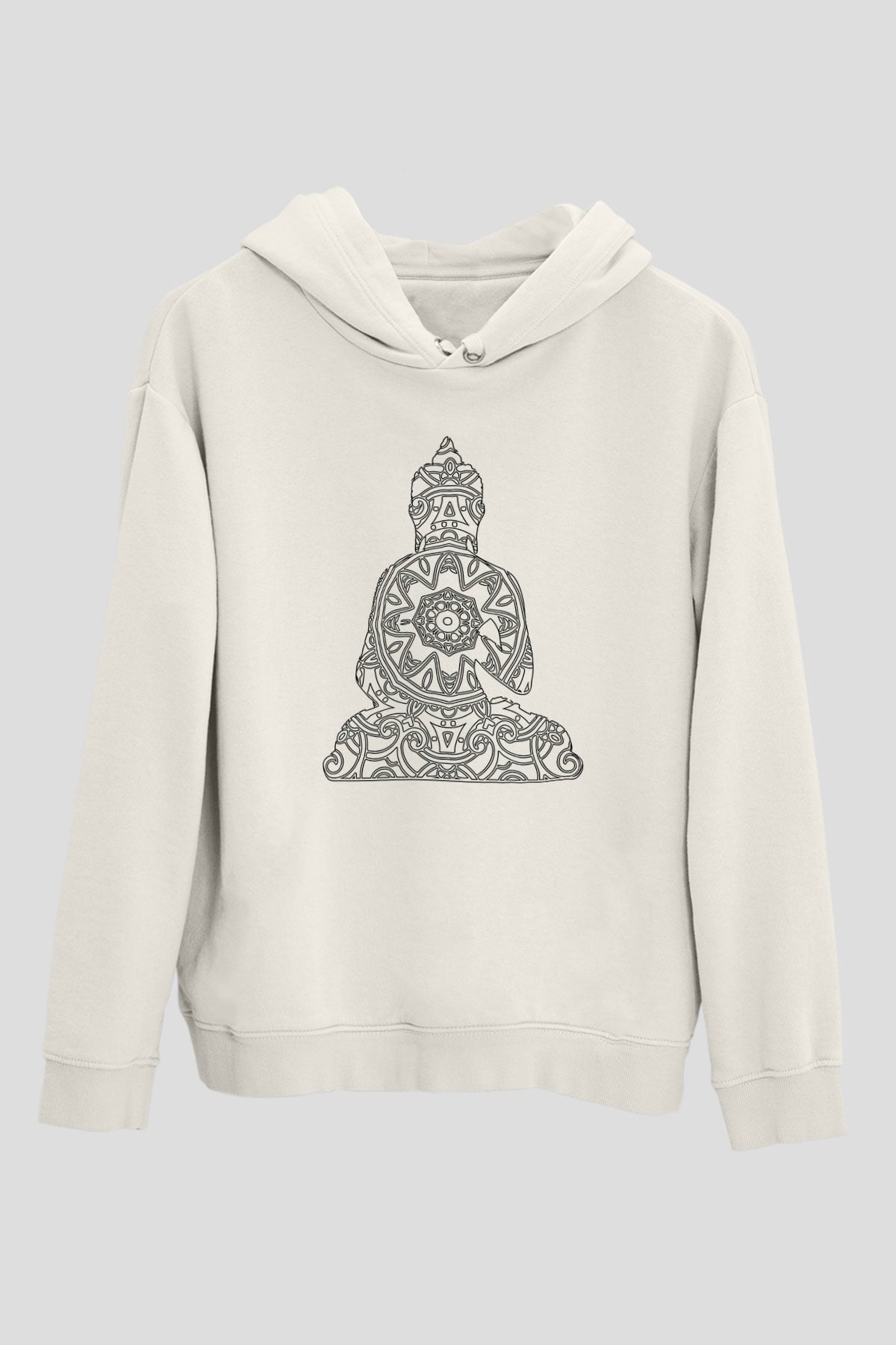 Yoga Baskılı Unisex Ekru Hoodie