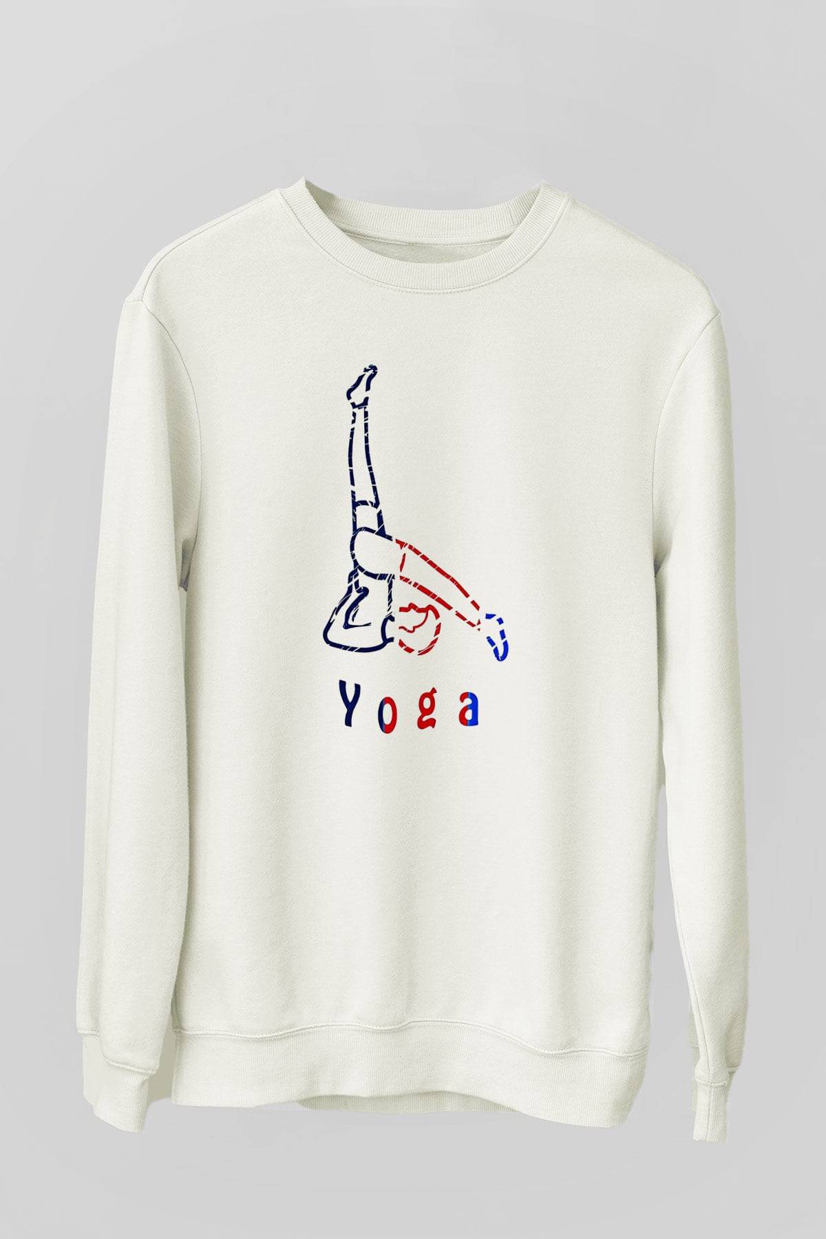 Yoga Baskılı Unisex Ekru Sweatshirt