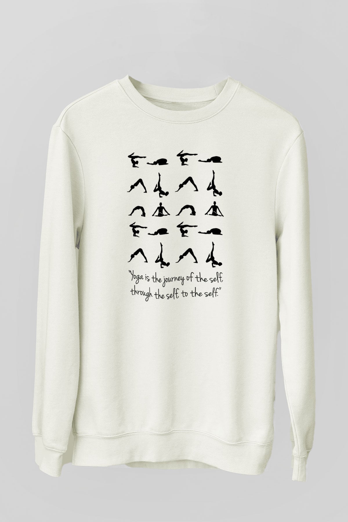 Yoga Baskılı Unisex Ekru Sweatshirt