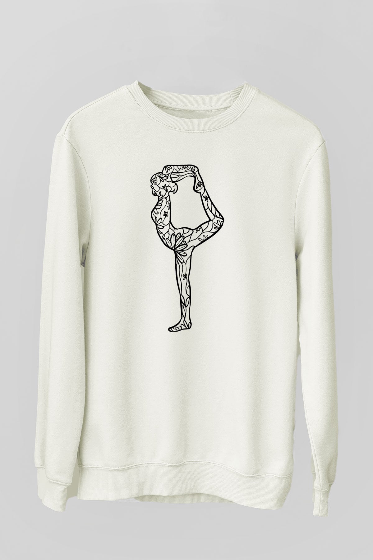 Yoga Baskılı Unisex Ekru Sweatshirt