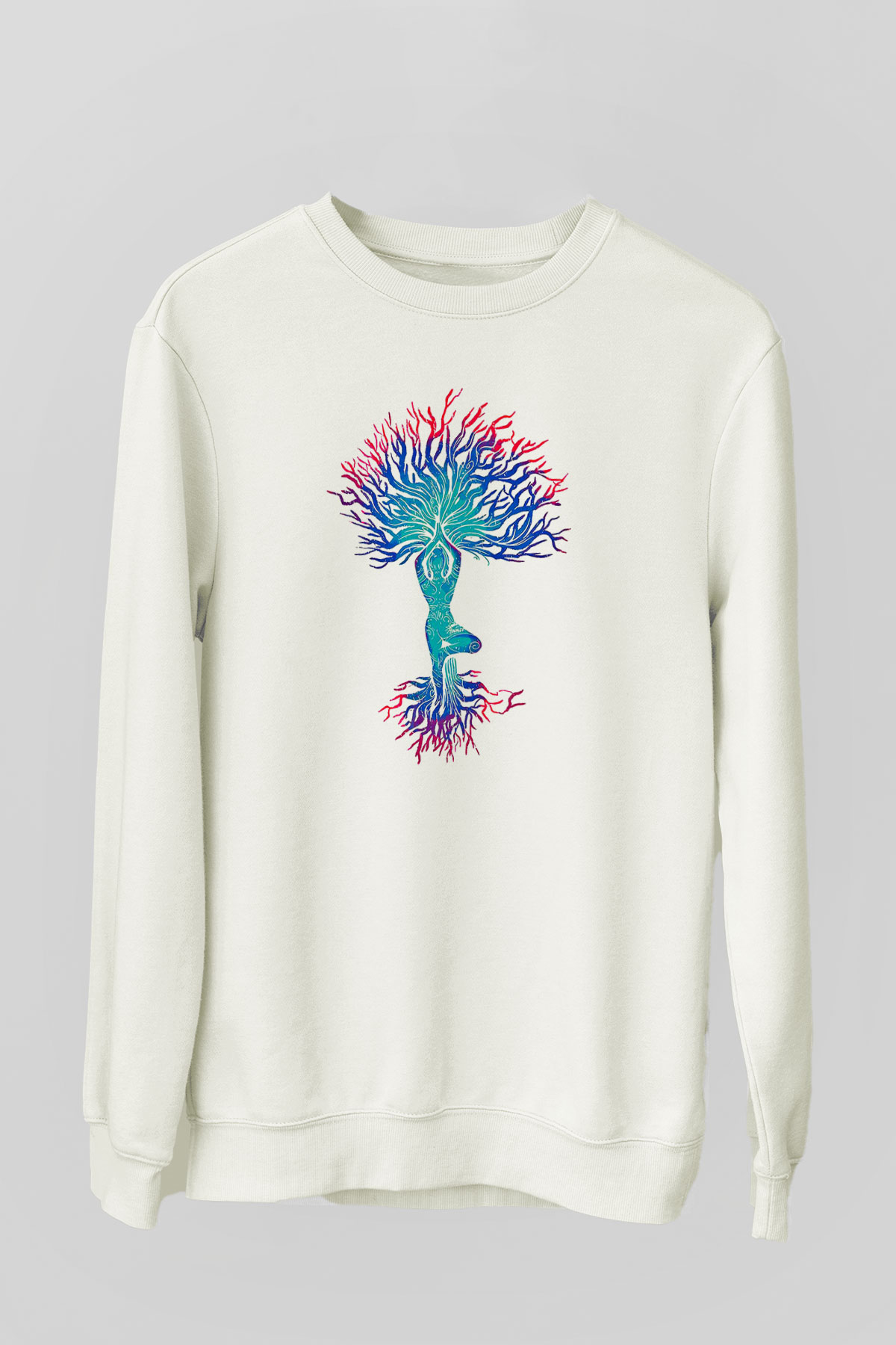 Yoga Baskılı Unisex Ekru Sweatshirt