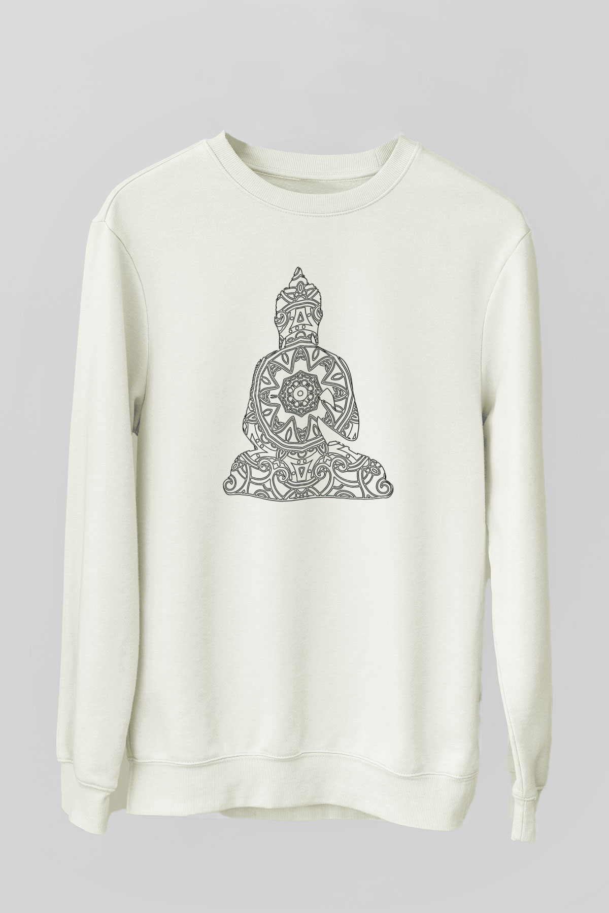 Yoga Baskılı Unisex Ekru Sweatshirt