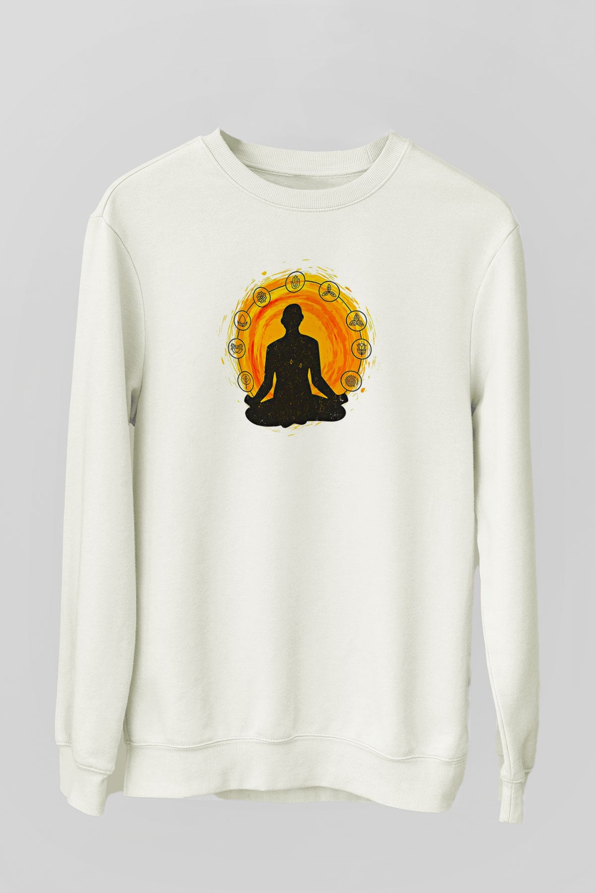 Yoga Baskılı Unisex Ekru Sweatshirt